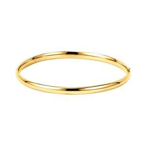 14k Yellow Gold Polished 4mm Hinged Bangle Bracelet